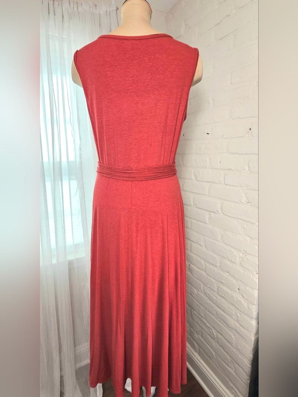Max Studio Knit Midi Dress Size L NWT Coral Sleeveless Fit & Flare - Picture 6 of 10